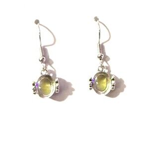 Boho Drop Earrings Clear Stone Silver Alloy Setting